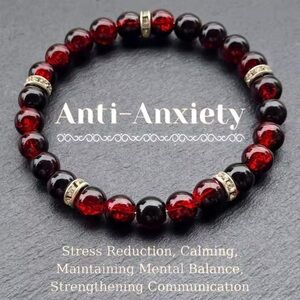 Red and Black Beaded Anti-Anxiety Bracelet